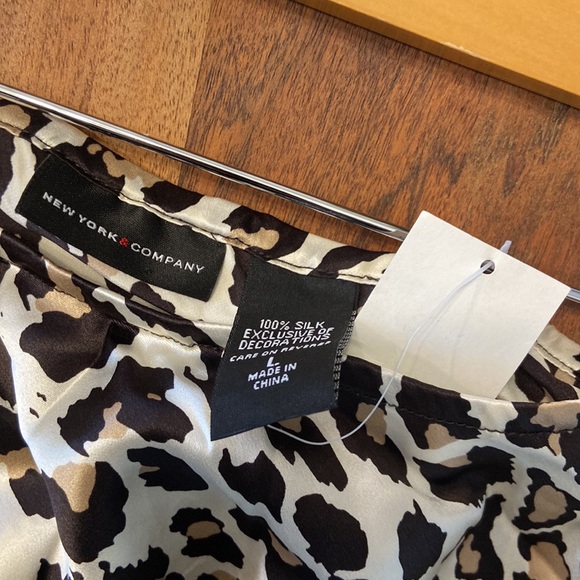 Y2K leopard silk slip skirt midi animal print beaded embroidery large NY&Co - Picture 10 of 15